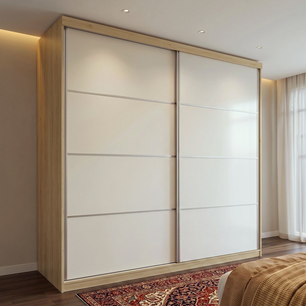 Guarda-Roupa Casal 100% MDF 2 Portas de Correr 6 Gavetas Málaga Yescasa Capuccino Off White Capuccino/Off White