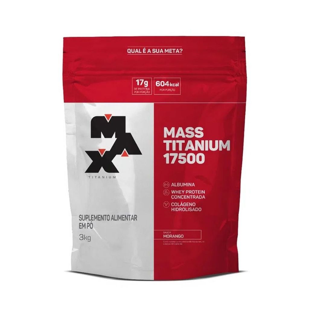 Hipercalórico Max Titanium Mass Titanium 17500 Morango - 3kg
