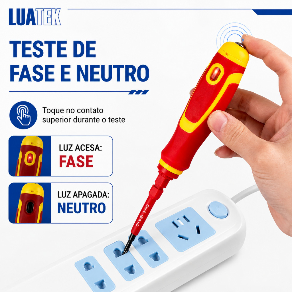 Kit Chaves de Fenda LUATEK 8 Peças CR-V com Pontas Magnéticas e Testador de Energia · foto 2