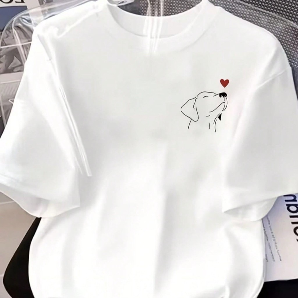 Camiseta Love Dog Estilo Pet Lover Aesthetic Algodão Macio Casual Moderna Feminina