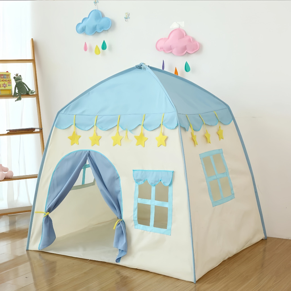 Barraca Infantil Princesa Castelo Rosa Cabana Tenda Casinha de Brincar com Janelas e Decoração de Flores
