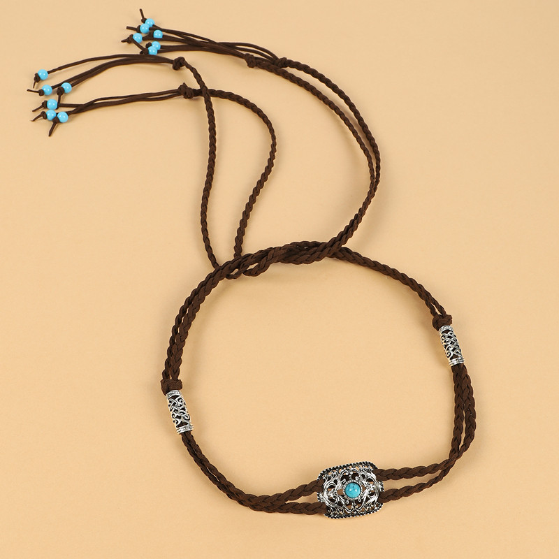 Estilo étnico mongol tibetano corda de cabelo cocar estilo tibetano estilo exótico masculino feminino faixa de cabelo or