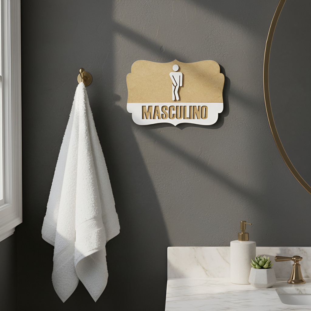 2 Placas Indicativa para Porta de Banheiro Ele Ela WC