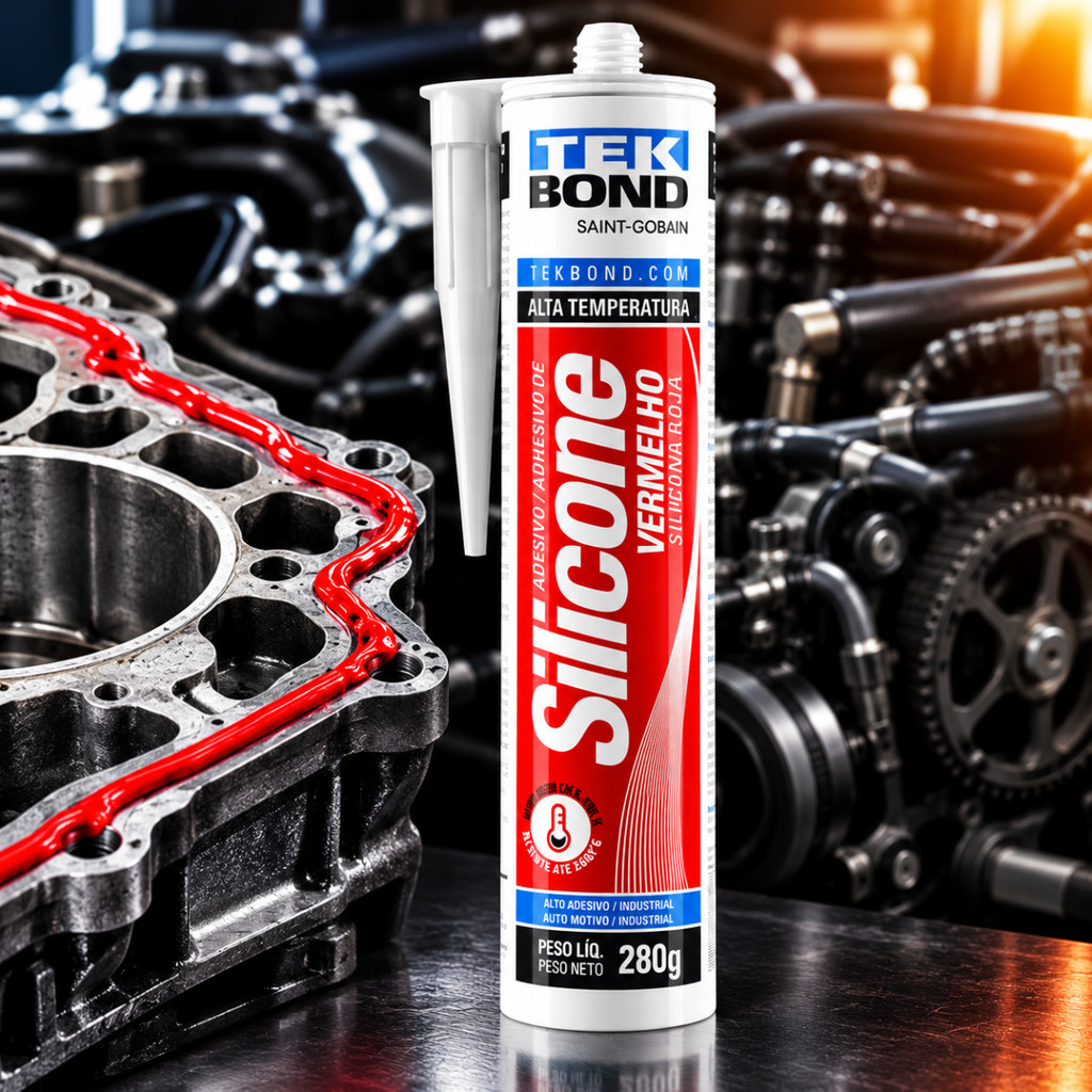 Cola Silicone Tekbond 280g Alta Temperatura Vermelha