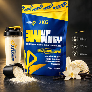 Whey Protein 3w 100% Puro 24g De Proteína / 1kg Muscle Up Nutrition - SABORES