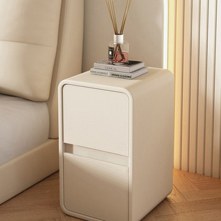Mesa de cabeceira estilo creme simples e moderna mesa de cabeceira madeira maciça couro pequeno Ultra-estreito 20cm mini