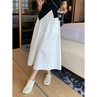 Saia branca de algodão puro verão novo estilo mais magro olhar cintura alta a linha saia Hepburn estilo guarda-chuva sai