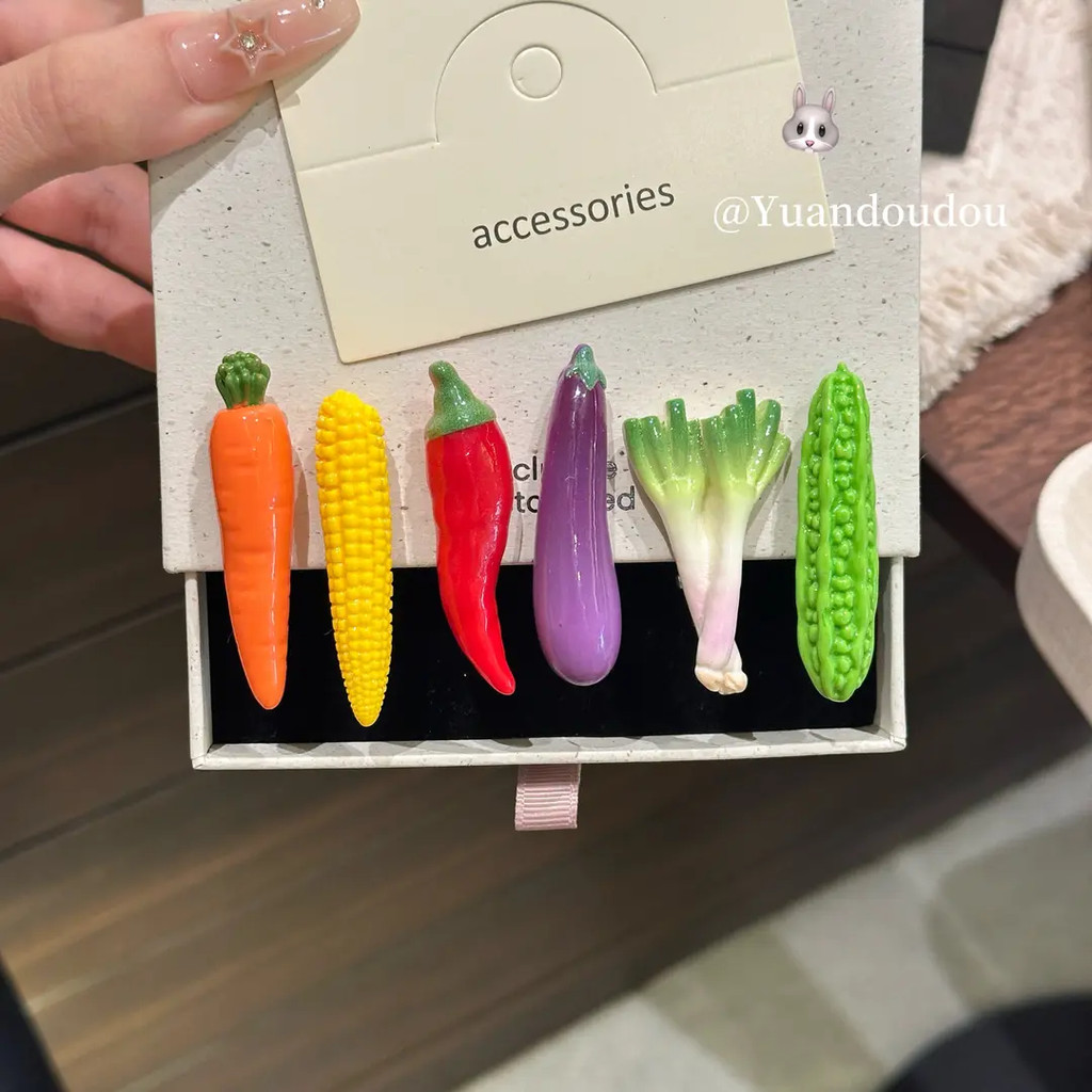 Bonito divertido estilo vegetal grampo de cabelo engraçado menina cabelo quebrado Duckbill clipe dos desenhos animados c