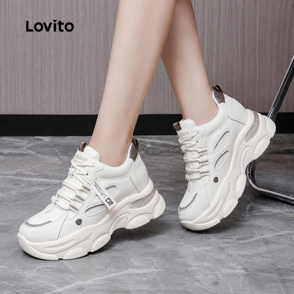 (Trendy) Lovito Sapatos casuais lisos para pai tênis respirável para mulheres LFA67248
