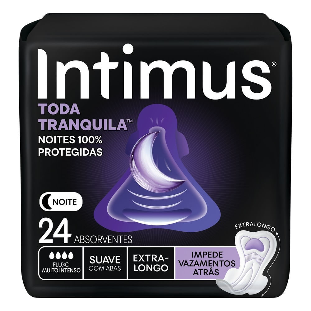 Absorvente Toda Tranquila Noturno Extra Longo com Abas Intimus 24 Unidades