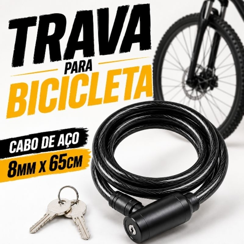 Cadeado Bicicleta Cabo de Aço Reforçado 65cm Trava Segurança Para Bike Moto Patinete Anti Furto