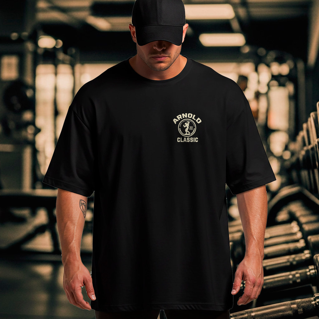 [Camiseta Premium em Algodão Puro]HYP Camiseta Oversized Masculina Arnold Classic Treino Academia 100% Algodão