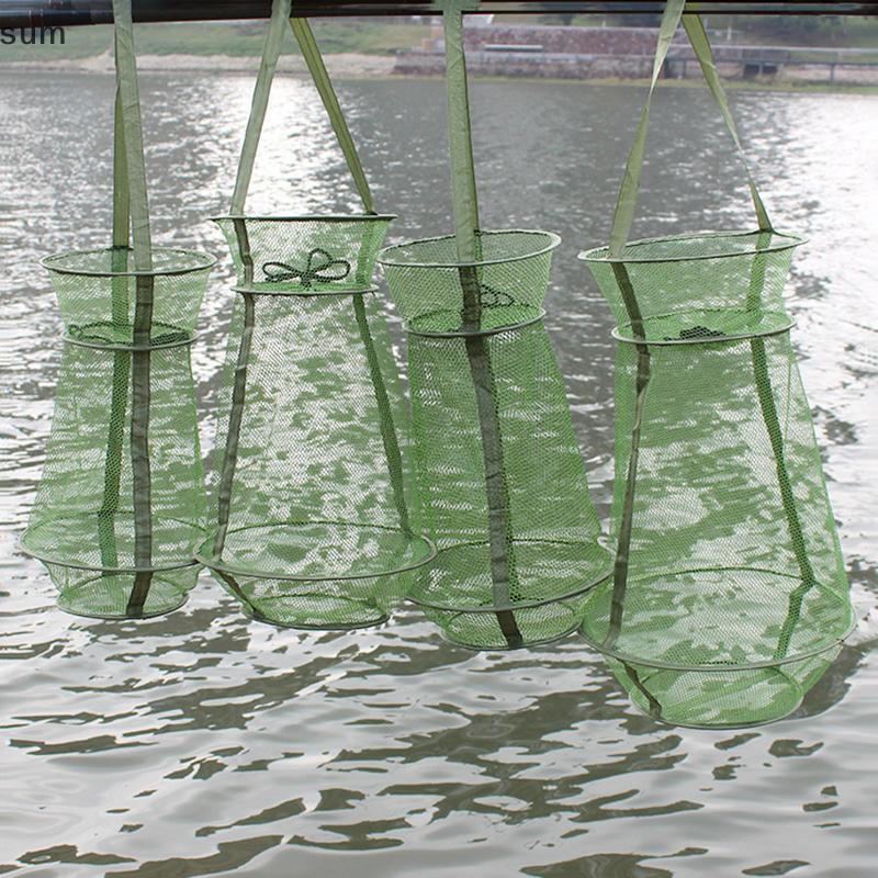 [sum] 1Pc Armadilha Cesta De Peixe Design De Abertura Com Cordão Fácil De Transportar E Dobrável Rede De Pesca Gaiola Ce