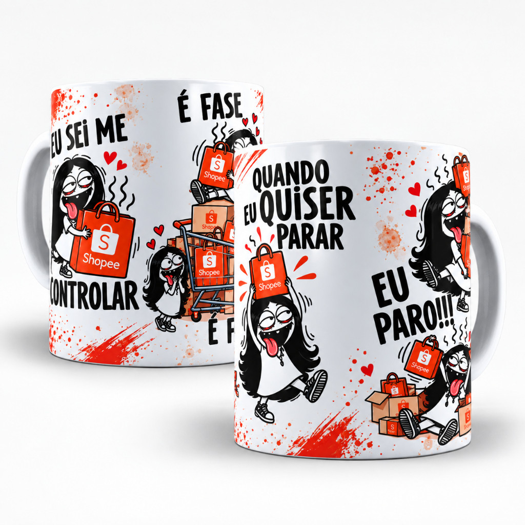 Caneca Personalizada - Shopee Eu Sei Me Controlar - Cerâmica 325ml Caneca criativa Presente Amiga Xícara Personalizada