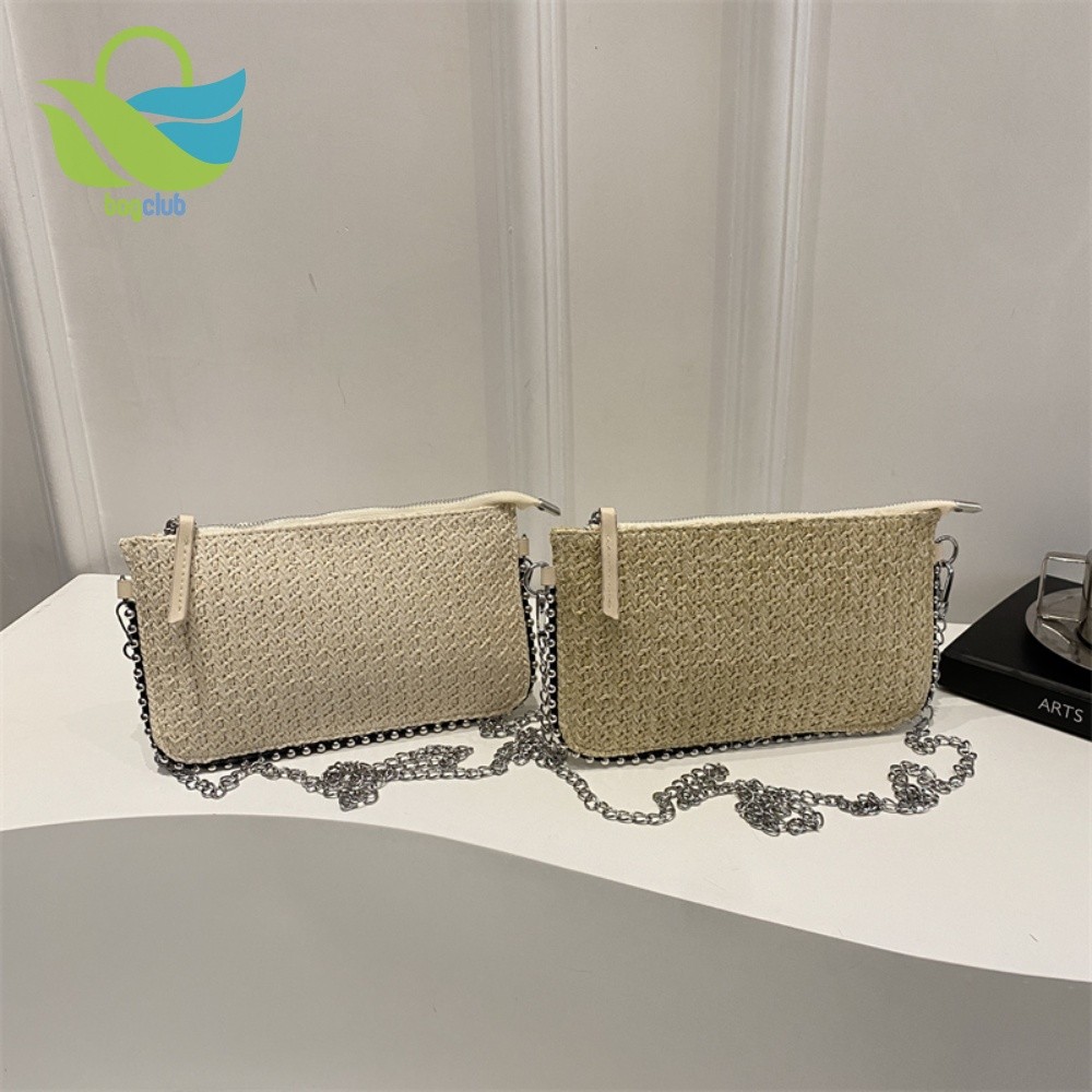Bolsa De Ombro Feminina Elegante De Malha Com Corrente Para Mulheres , Viagem , Compras , Trabalho , Data , [Bagclub.br]