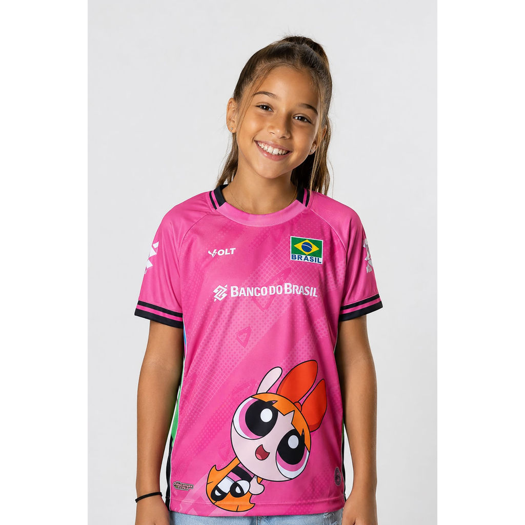 Camisa Florzinha Meninas Superpoderosas 2026 Vôlei Brasil Infanto Juvenil Volt