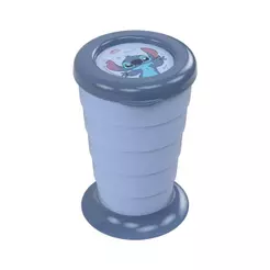 Copo Dobrável Stitch Tampa Retrátil Sanfonado Passeio Lancheira Lembrancinha Disney Plasútil