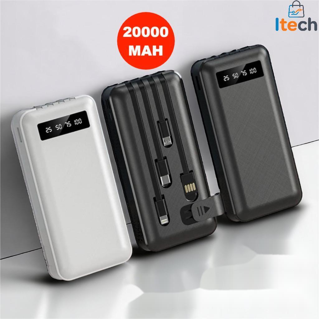 Carregador Power Bank Portátil 20000mah de celular Universal Saída Usb MACHO/Micro USB V8 / Tipo C / IPHONE-itech