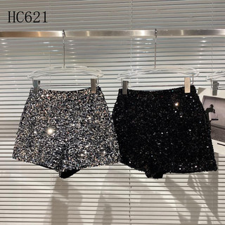 Novos Shorts Femininos de Veludo Preto com Lantejoulas Brilhantes para Primavera e Outono, Versáteis para Balada e Moda 