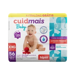 Fralda Infantil Cuidmais Baby Hiper XXG 56 Unidades