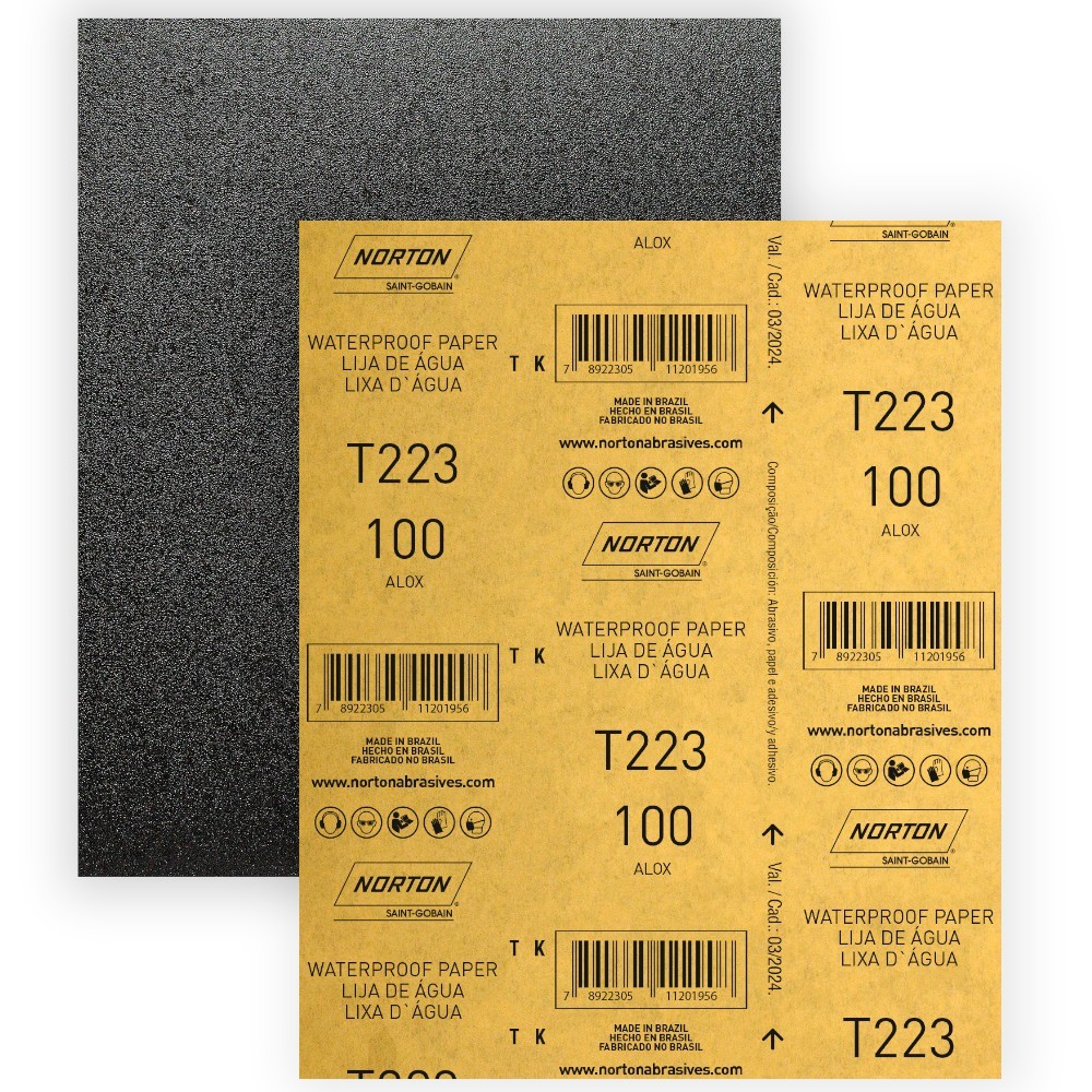 Folha de lixa D'água 225 x 275 mm - T223 - Norton