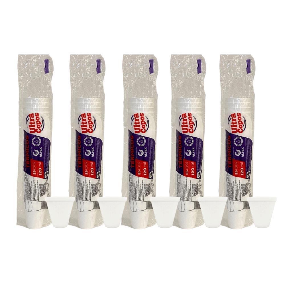 5 Pacotes de Copo de isopor Térmico 120ml Linha Replast Ultra com 25 unidades