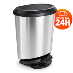 Lixeira com Pedal 20 Litros Label Inox com Tampa para Banheiro Cozinha Escritório