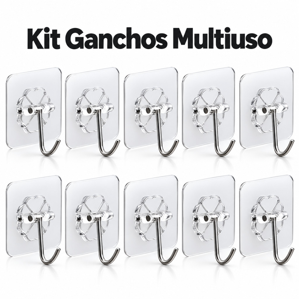 Kit 2/8/10/20 Ganchos Adesivos Multiuso Para Parede Cozinha Banheiro