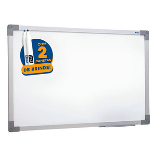 80x60 Quadro Branco Lousa Moldura Cor Alumínio + 2 Canetas Azul E Preta