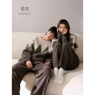 Yue interior meia lã casal pijamas senhoras outono inverno estilo inverno Coral velo velo quente