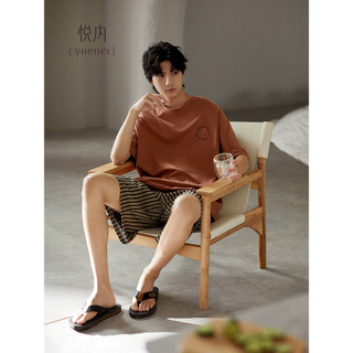 Yue pijamas internos masculinos verão Shorts de manga curta puro algodão Homewear masculino verão Casual pode usar fora 