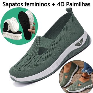Novos Sapatos Casuais Da Moda Feminina Confortável Com Palmilhas 4D , Malha Respirável E Sola Macia .