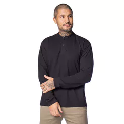 Camiseta Polo Masculina Dixie Gola Portuguesa Preto