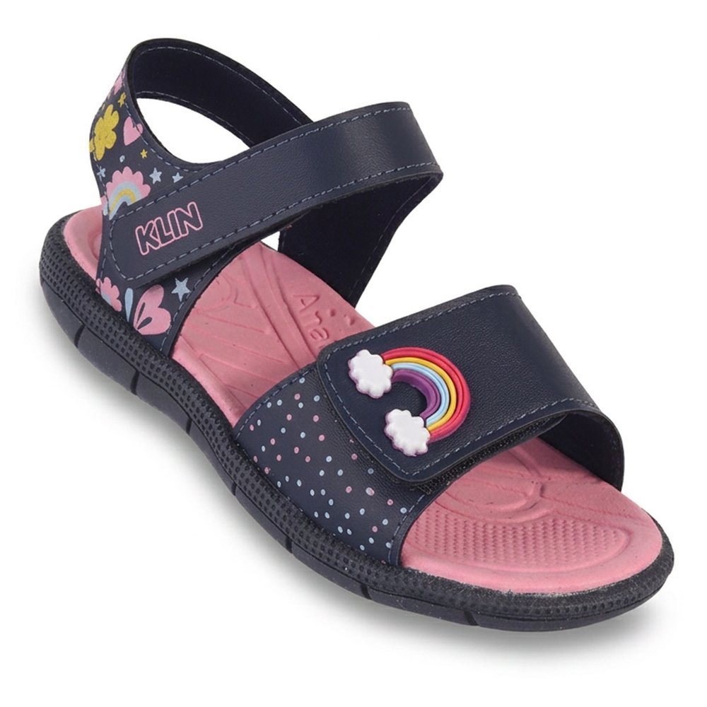 Papete Infantil Menina Klin Tic Tac Marinho com Arco-Íris e Estampas Anatômico Super Leve
