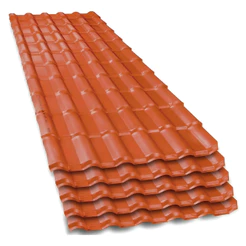 Kit 5 Telhas PVC Plan Colonial Muke Tools Terracota 241x88cm 6 Ondas 1,5mm
