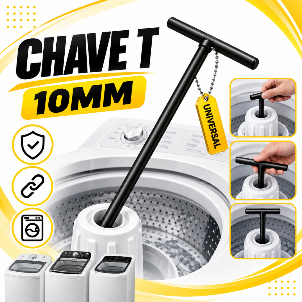 Chave T 10mm Longa 60cm Profissional Para Sacar Agitador De Lavadora Universal
