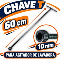 Chave T 10mm 60cm Para Acesso Ao Parafuso Da Lavadora