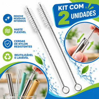 KIT 2 Escovas Limpeza Canudo Flexível 22cm Escovinha