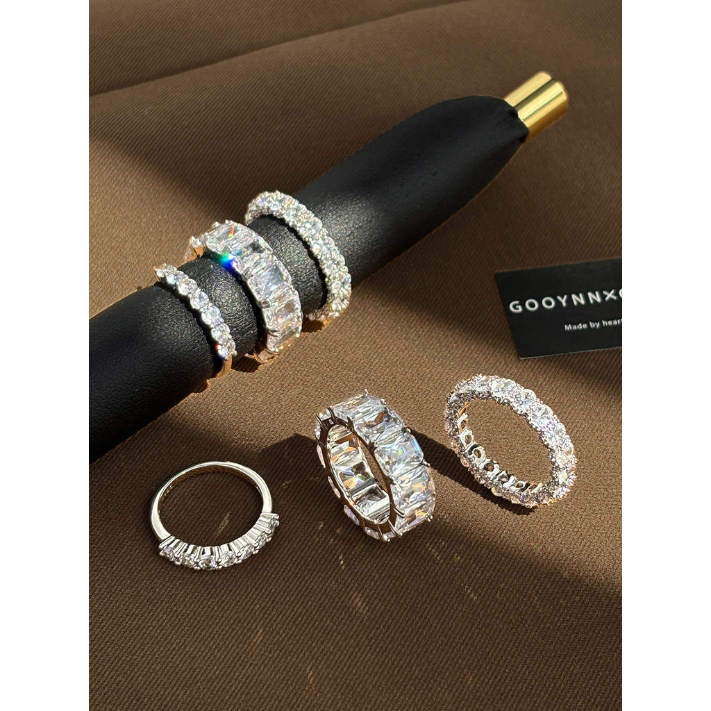 Prata Strobe diamante Gypsophila anel de diamante feminino luz luxo High-End anel nicho Design empilhado anel de dedo in