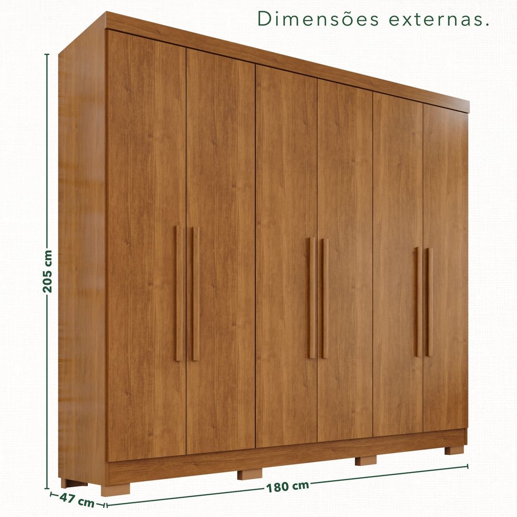 Guarda-Roupa Casal 6 Portas 2 Gavetas com Pés França Cinamomo Cinamomo · foto 2