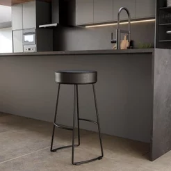 Banqueta Alta Industrial Aço Nice Preto Yescasa Preto