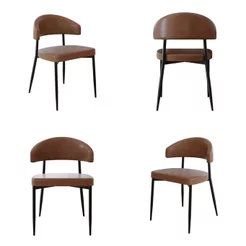 Cadeira Bless Fixa com 4 Pés 55 x 52,5 x 77,5 cm com 4 Unidades Marrom/Whisky/Preto Whisky
