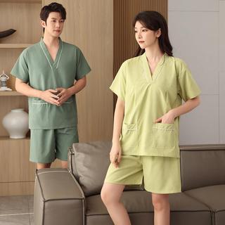 Suor vapor roupas de banho das mulheres dos homens casais Sauna conjunto de roupas de banho listrado massagem pé terapia