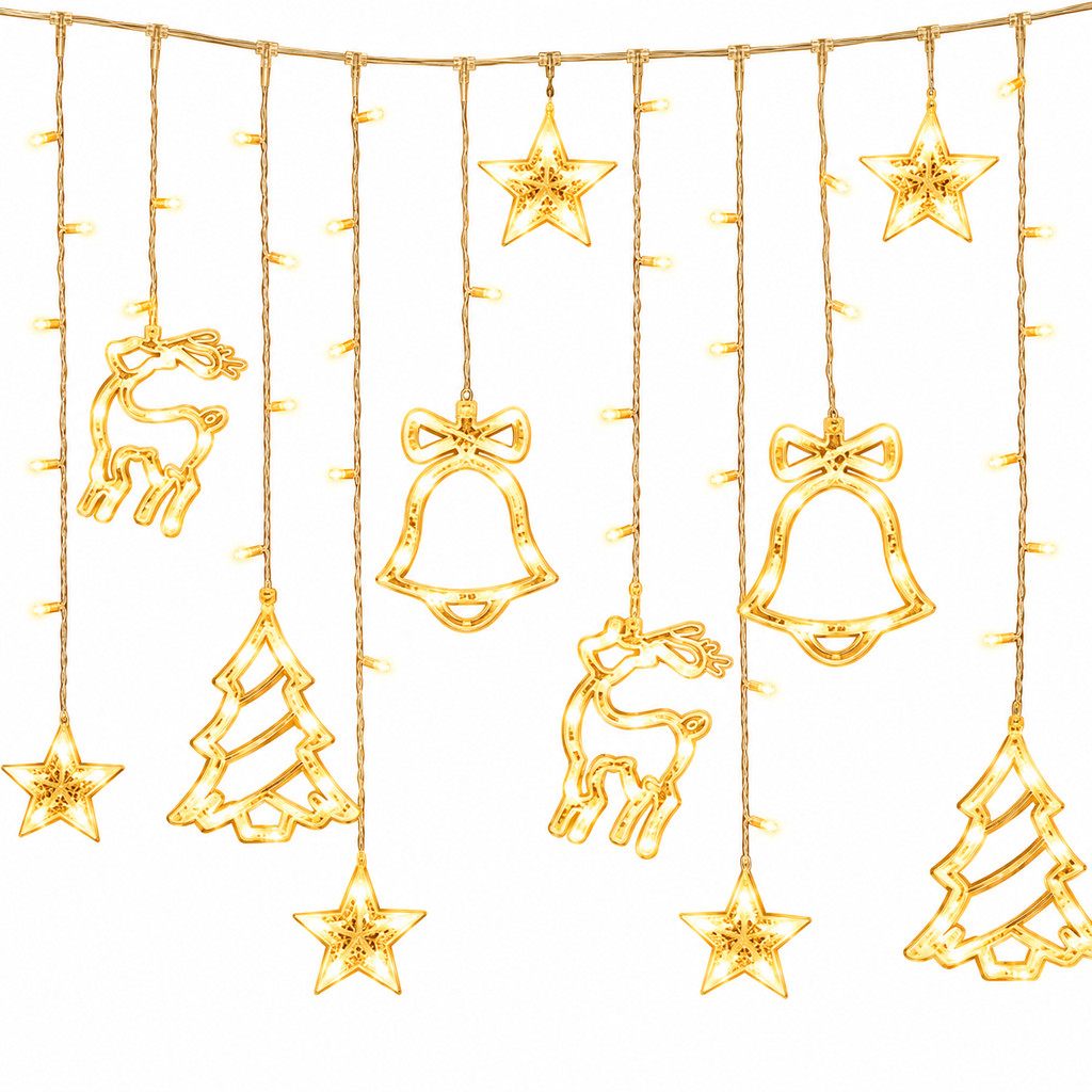 Cortina Pisca Pisca Natal Led Colorida Com Figuras 220v