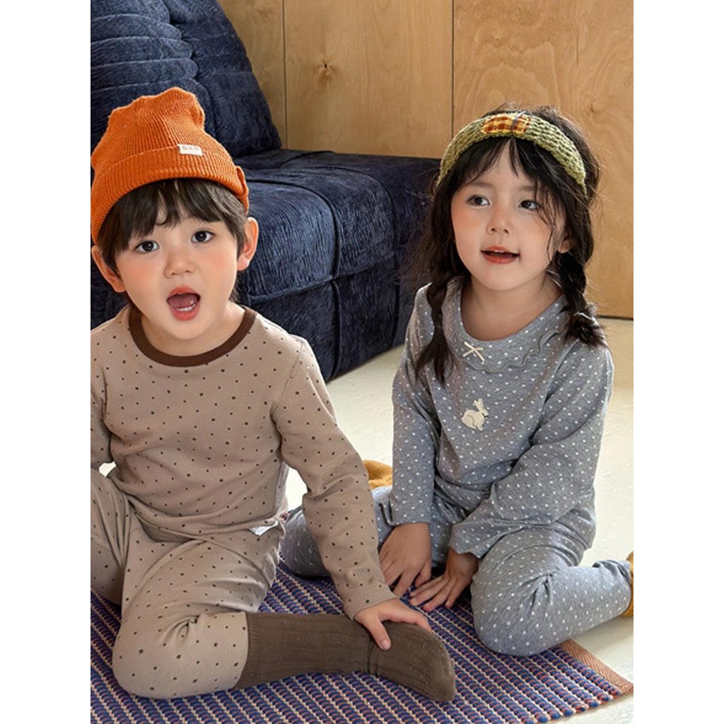 Crianças outono inverno algodão abeto pijamas bebê roupa interior térmica dos desenhos animados impresso pijamas de duas
