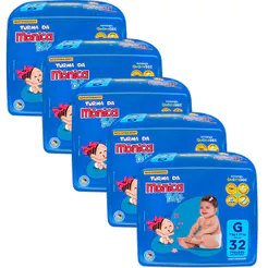 Kit 5 Fraldas Turma Da Mônica Mega G - 160 Tiras