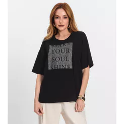 T- Shirt Feminina Manga Curta Endless Preto