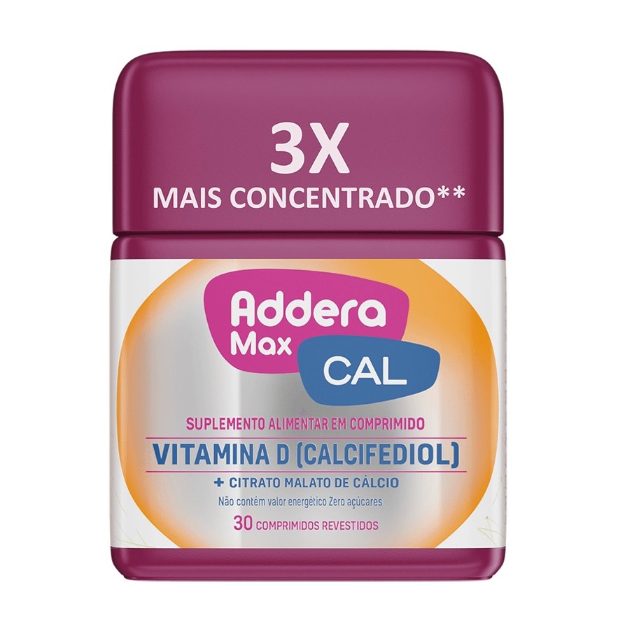 Addera Max Cal 30 Comprimidos – Cálcio + Vitamina D | Fortalecimento de Ossos e Dentes