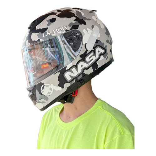 Capacete Esportivo Fechado Nasa Verde Ns-901 Army 58