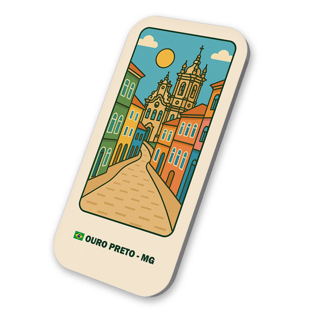 Imã Geladeira Souvenir Ouro Preto - Minas Gerais Brasil 3x6cm De Metal